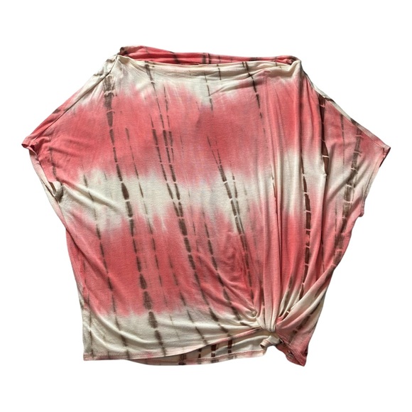 Promesa Tie-Dye Off-The-Shoulder Top - Size S, Pink/White/Brown - Picture 5 of 7